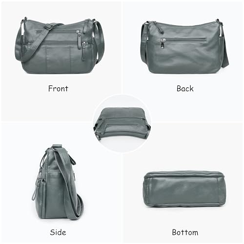 VOLGANIK ROCK Purses for Women Soft PU Leather Shoulder Bag Ladies Crossbody Purse and handbags Lightweight Pocketbook - color: Gray-11.8"