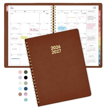 Forvencer Planner 2026-2027, Academic Planner Weekly & Monthly,Soft Cover - color: brown, size: 6.3"x8.4" (Jul 2026-Jun 2027)