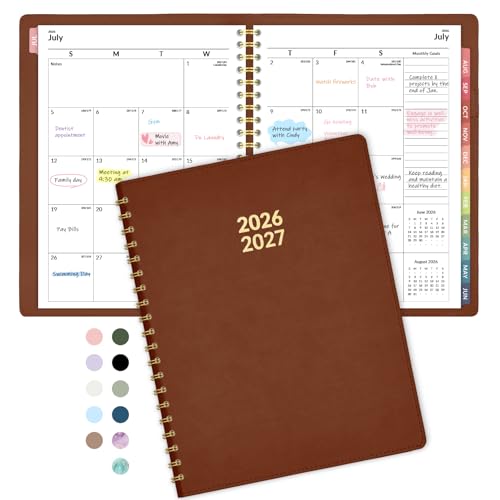 Forvencer Planner 2026-2027, Academic Planner Weekly & Monthly,Soft Cover - color: brown, size: 6.3"x8.4" (Jul 2026-Jun 2027)