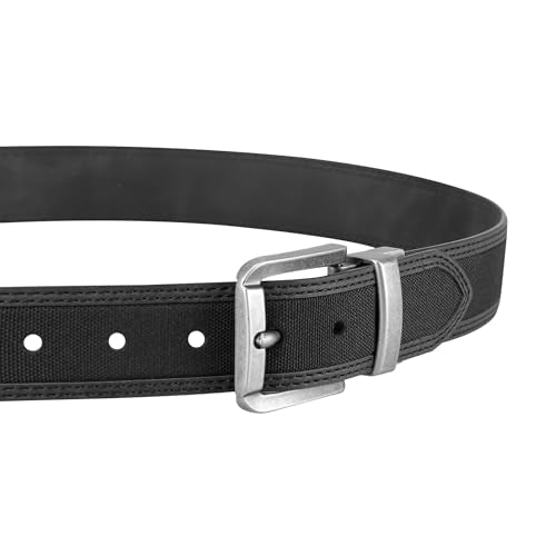 Columbia Men's 2-in-1 Reversible Casual Leather Belt – Versatile Everyday Style, Dual-sided Strap - color: Black/Black Canvas, size: Medium (34-36)