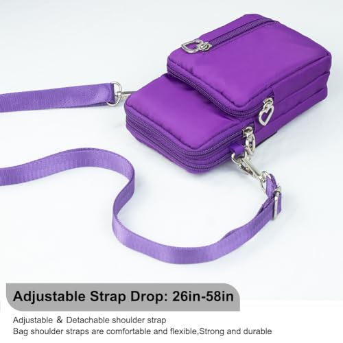 Small Crossbody Bag for Women - Mini Phone Purses with Crossbody Strap and Wallet - Nylon Arm Bag - color: A-purple