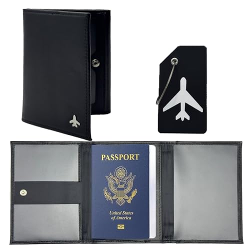 Pilot Wallet Passport Holder RFID Blocking Nappa Leather Travel Wallet, Stylish Travel Companion for Aviation Professionals (Black) - color: Black