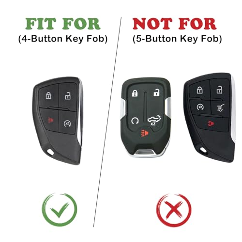 TANDRIVE 4-Button Key Fob Cover for 2023-2025 2026 Chevy Colorado Equinox Silverado GMC Canyon Sierra 2025 Honda Prologue, Silicone, 2-Pack, Red Button, Black - size: Black and Black with Red Buttons