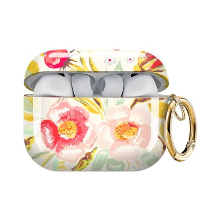 for AirPods Pro 3 Case (2025)，Cute Cover Compatible with AirPod Pro 3rd Generation with Rose Gold Keychain Headphone Cases for Women(Beautiful Flowers) - color: Beautiful flowers