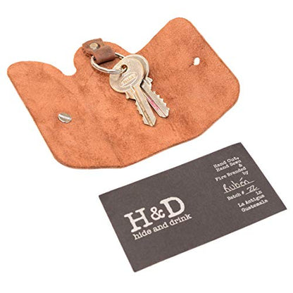 Hide & Drink, Leather Key Cover/Key Ring/Holder/Organizer/Case/Stylish/Accessories, Handmade, Bourbon Brown