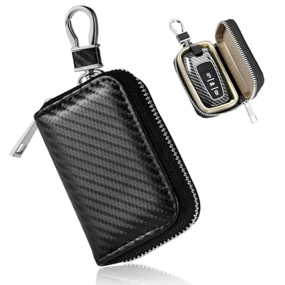 Faraday Bag for Car Keys, Carbon Fiber Car Rfid Signal Blocking Bags Key Protector Tool Anti-theft Fob Case for Storage, Faraday Key Fob Holder Protector Portable Signal Blocker with Zipper