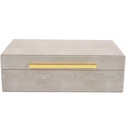 XIGEXIGE Ivory Shagreen box Faux Leather Decorative Boxes,Small Keepsake And Memory Storage Decorative Boxes with Lids for Home Decor Jewelry Box Organizer - color: Ivory-MWZI