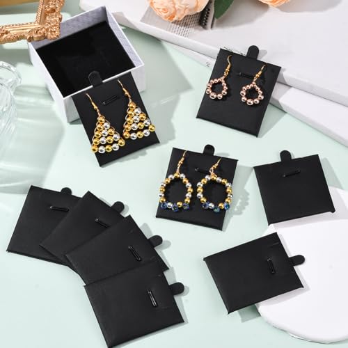 24Pcs 2.7 x 2.1 Inch Black Leather Jewelry Cards Velvet Necklace Display Cards PU Leather Blank Sponge Insert Stackable Organizer Pad Trays for Selling Showing Necklaces Bracelets Jewelry - color: Black