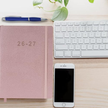 26-27 Academic Planner - Weekly and Monthly Planner, Jul 2026 - Jun 2027, Vegan Leather Cover, Elastic Closure, 7”x9.25”, Rose Gold - color: Rose Gold, size: 7”x9.25” (26-27)