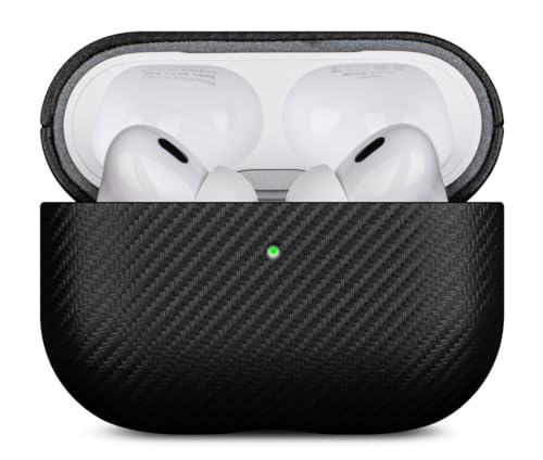 LOPIE Handmade Compatible with AirPods Pro 3rd Generation Case Cover (Not for Pro 2nd Gen), Made of Vegan Leather, Carbon Fiber Style, Protective Hard Shell Cover for AirPods Pro 3 - Black - color: [Carbon Fiber Style]-Black