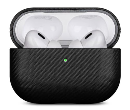 LOPIE Handmade Compatible with AirPods Pro 3rd Generation Case Cover (Not for Pro 2nd Gen), Made of Vegan Leather, Carbon Fiber Style, Protective Hard Shell Cover for AirPods Pro 3 - Black - color: [Carbon Fiber Style]-Black