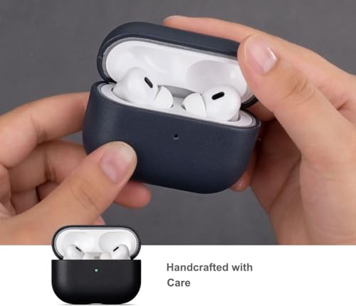 Lopie Leather Case Compatible with AirPods Pro 3rd Generation, Protective Hard Cover Fully-Wrapped with Top Grain Leather, Handmade for AirPods Pro 3 Case Cover (Not for AirPods Pro 2nd Gen) - Black - color: [Cow Leather]-Black