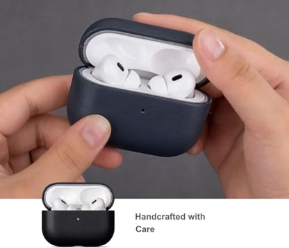 Lopie Leather Case Compatible with AirPods Pro 3rd Generation, Protective Hard Cover Fully-Wrapped with Top Grain Leather, Handmade for AirPods Pro 3 Case Cover (Not for AirPods Pro 2nd Gen) - Black - color: [Cow Leather]-Black