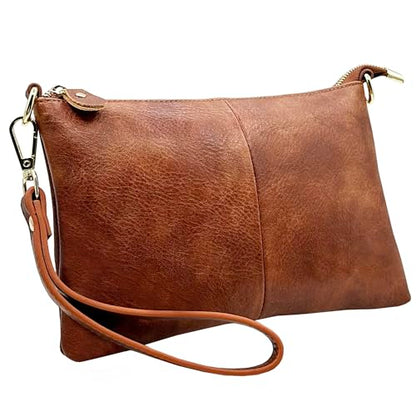 Beurlike Leather Wristlet Wallet Clutch Purses For Women Small Crossbody Phone Bags - color: Vegan Leather Brown