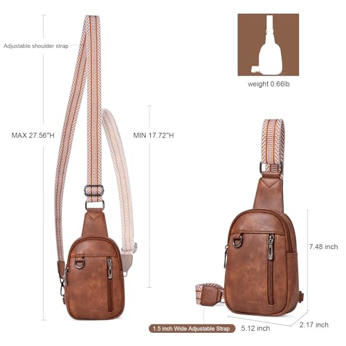 cakang Womens Sling Bag Crossbody Bags for Women Vegan Leather Sling Backpack Daypack Fanny Pack Crossbody Purse Travel - color: 5-brown-mini