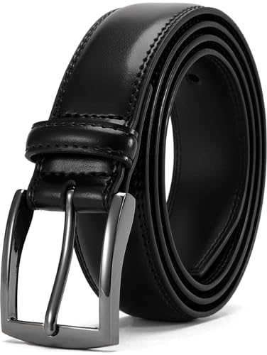 Mens Dress Belt - Genuine Leather Dress Belts For Men,Casual Suit Jeans Belt-Single Prong Buckle black belt - color: 01 Black, size: Fits 50" to 54" waist