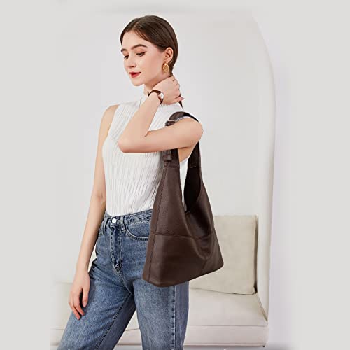 Montana West Hobo Purse for Women, Vegan Leather Shoulder Bag with Wristlet | Soft Slouchy, Magnetic Closure, Adjustable Strap and Matching Zip Wristlet; Roomy Purse for Work, Travel, Daily Use - color: Coffee