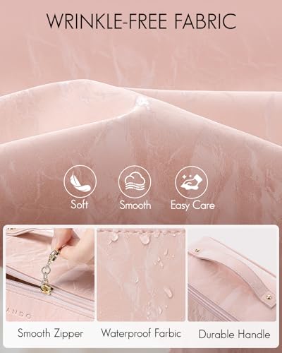 VLANDO Makeup Bag,Travel Toiletry Bag,Cosmetic Bag for Women PU Leather Portable Make up Bag for Skincare, Brushes & Travel Essentials-Sand Pink - color: 09-Sand Pink