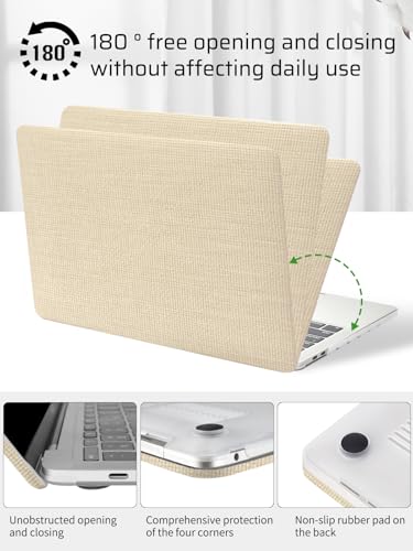 Seorsok Compatible with MacBook Pro 13 inch Case M2 2023,2022,2021-2016 A2338 M1 A2251 A2289 A2159 A1989 A1708 A1706,Elegant Leather Plastic Hard Shell Case with Keyboard Cover,Khaki No Logo Cutout - color: Khaki, size: Pro13（A2338 M1 A2251 A2289 A2159 A1