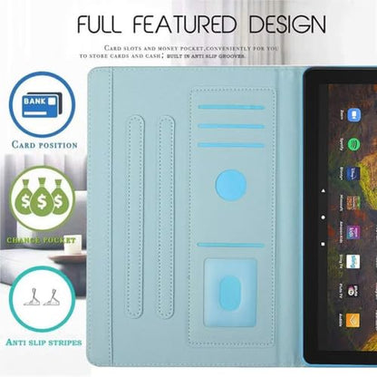 Case for Kindle Fire HD 10 & Fire HD 10 Plus 13th/11th Generation 2023 2021 | Synthetic Leather Flip Folio Stand Cover with Auto Wake/Sleep for Kindle Fire HD 10 & Fire HD 10 Plus, Navy Blue Lily - color: A3 Navy Blue Lily