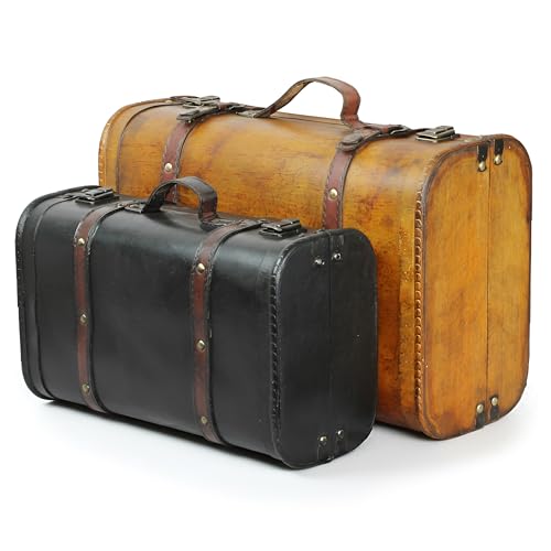 Vintiquewise Vintage Keepsake Trunk & Suitcase Set of 2, Decorative Storage Chest, Vintage Style Luggage, Memory & Bridal Trunk, Vintage Storage Box - size: Set of 2