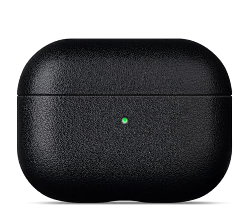Lopie Leather Case Compatible with AirPods Pro 3rd Generation, Protective Hard Cover Fully-Wrapped with Top Grain Leather, Handmade for AirPods Pro 3 Case Cover (Not for AirPods Pro 2nd Gen) - Black - color: [Cow Leather]-Black