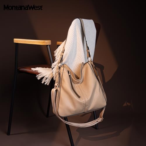 Montana West Hobo Bags for Women Top Handle Satchel Shoulder Purse Bucket Handbag - color: Guitar Strap-khaki