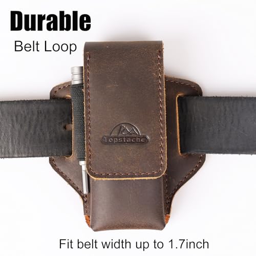 Topstache Leather Multitool Sheath for Belt - Multitool Holder - EDC Belt Organizer - Two Magnetic Closure - Darkbrown - color: Darkbrown