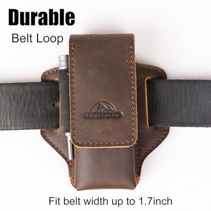Topstache Leather Multitool Sheath for Belt - Multitool Holder - EDC Belt Organizer - Two Magnetic Closure - Darkbrown - color: Darkbrown
