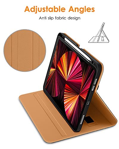 DTTO Case for iPad Pro 11 Inch 4th / 3rd / 2nd / 1st Generation 2022/2021/2020/2018,Premium PU Leather Folio Stand Cover with Hand Strap, Auto Wake/Sleep,Multiple Viewing Angles, Grey - color: Grey