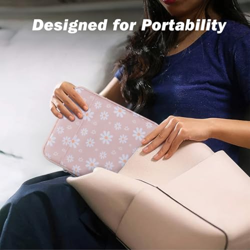Dadanism 6-7 Inch Universal Padded Sleeve for eReader, Pink & White Daisy | Protective Carrying Case Fits 7" Paperwhite/Colorsoft Signature Edition eReader, 6" Kobo Clara BW/Colour,7" Kobo Libra Colour - color: Pink & White Daisy