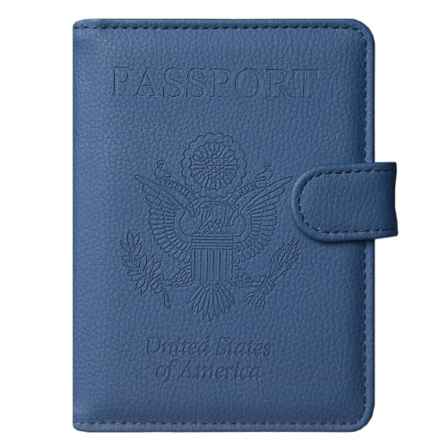 Passport Holder Cover, ACdream Protective Premium Leather RFID Blocking Wallet Travel Case for Passport/Credit Card/Air Ticket, - color: Blue*