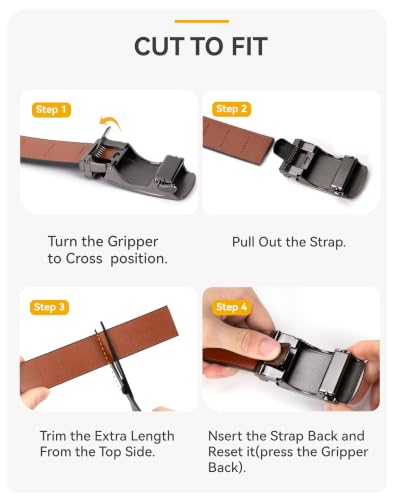 CHAOREN Men's Leather Ratchet Belt - Customizable Fit (35mm) | Smooth Sliding, Precise Micro‑Adjust, Trim to Fit, Dress & Casual Wear, Gift Box - color: Night / Black, size: 32" to 38" Waist Adjustable