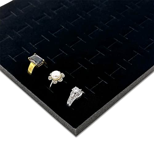 6-Pack Jewelry Display Foam Pad, Tray Insert - 72 Rings Holder Slots - Black Velvet (14x7 Full Size) by TheDisplayGuys - color: Velvet (Black), size: 72 Slots