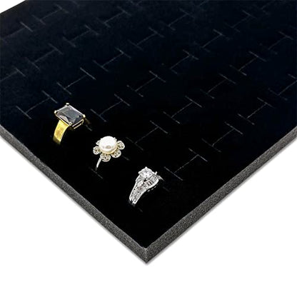 6-Pack Jewelry Display Foam Pad, Tray Insert - 72 Rings Holder Slots - Black Velvet (14x7 Full Size) by TheDisplayGuys - color: Velvet (Black), size: 72 Slots