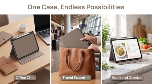 Leather Folio for iPad Air 11" M4/M3/M2 & 10.9" 5th/4th, Gray Brown | 2026-2024 & 2022-2020, Shockproof Smart Cover, Auto Wake/Sleep, Adjustable Stand, NOT for iPad 10th Gen - color: Gray brown
