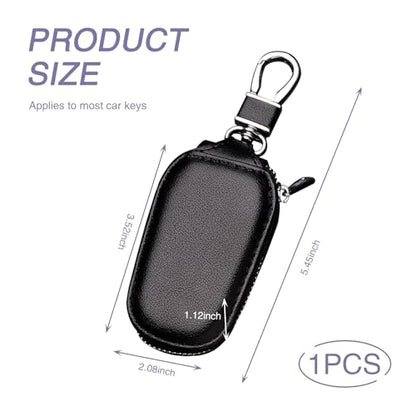 Universal Key Fob Covers for Car Keys, Car Smart Leather Key fob Holder for Remote Key Fob, Key Organizer with Hook, Suitable for Most Cars (Black)