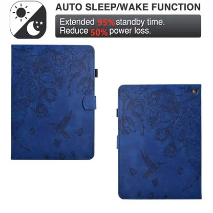 Case for Kindle Fire HD 8 & 8 Plus (12th/10th Generation 2024/2022/2020) | Embossed Hummingbird PU Leather Flip Folio Stand Cover, Auto Wake/Sleep with Card Slot for Kindle Fire HD 8/8 Plus, Darkblue - color: A6 Darkblue