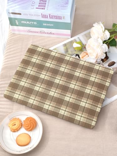 Seorsok Compatible with MacBook Air 13 Inch Case 2022 2021 2020 2019 2018 Release A1932 A2179 M1 A2337 Touch ID,Cute Brown Checkerboard Leather Plastic Hard Shell Case with Keyboard Cover,Grid Design - color: Brown checkerboard, size: Air 13 Inch