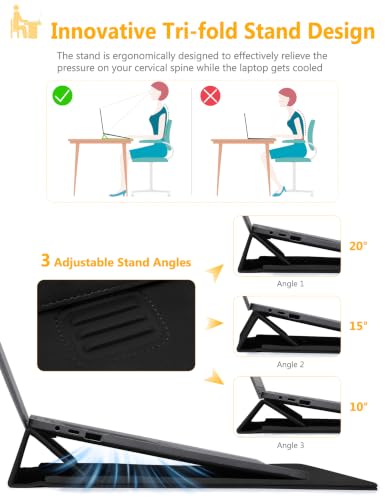 HYZUO 13.3-14 Inch Laptop Case Sleeve with Adjustable Stand, Black | for MacBook Pro 14 M5/M4/M3/M2/M1 Pro/Max A3426 A3427 2026-2021, MacBook Air/Pro 13.3, 13.8-13.5 Surface Laptop - color: Black, size: 13.3-14 Inch