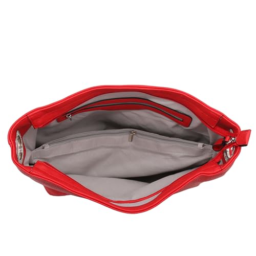 Hobo Shoulder Bag with Big Snap Hook Hardware - color: Red