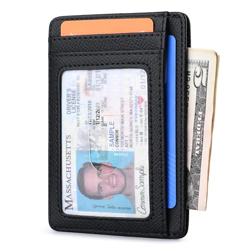 Buffway Slim Minimalist Front Pocket RFID Blocking Leather Wallets for Men and Women - Galaxy Black - color: Galaxy Black