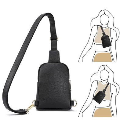 INICAT Lightweight Small Crossbody Sling Bag for Women | Mini Travel Purse,Multi-pocket with Card Slots,Durable Vegan Leather,Everyday Carry - color: Black, size: Large