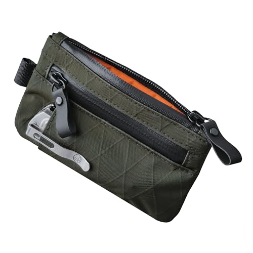 ALPAKA Zip Pouch Pro Slim RFID Blocking Zipper Wallet | Mens EDC Pouch with YKK Zippers, Multi-tool Slot, Holds 4-12 Cards, Compatible with HUB Accessories, Weatherproof Fabrics - color: Dark Green