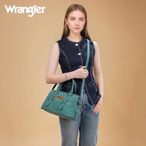 Wrangler Doctor Bag Top Handle Purse Hobo Shoulder Barrel Satchel Handbags for Women - color: Suede Turquoise