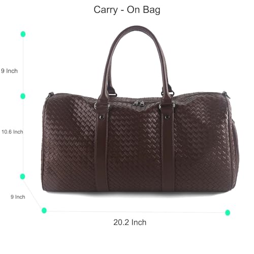 Weekender Bags with Shoe Compartment Travle Carry On Bag (Coffee) | Handwoven Duffel for Women with Wet Dry Separation, Beach Tote for Gym Overnight Trip - color: Coffee