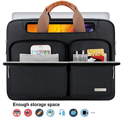 Lacdo 360° Protective Laptop Shoulder Bag, 16 inch Computer Bag for 16 inch MacBook Pro M5 Pro/Max A3428 A3429 (2026), M4/M3/M2/M1 Pro Max A3403 A3186 A2991 A2780 A2485 2024-2019 Messenger Bag, Black - color: Black, size: 16 Inch New MacBook Pro