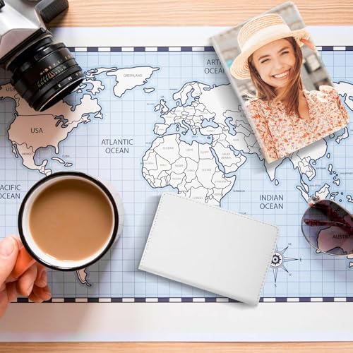 6 Pcs Sublimation Passport Holder Covers PU Leather Heat Transfer Card Travel Wallet DIY Blank Holder Cover for Passport Business Credit Cards (White)