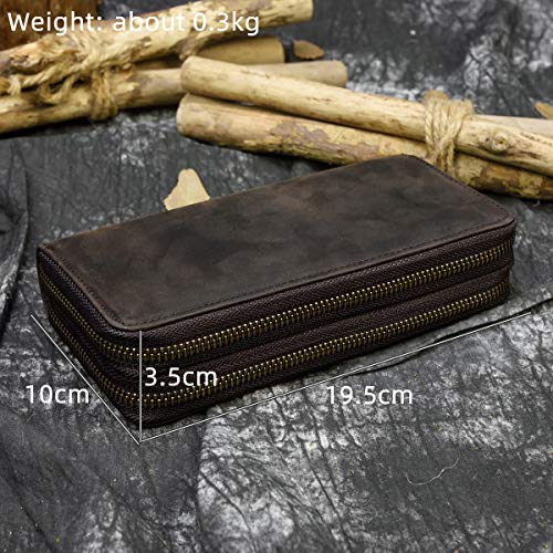Genuine Leather Long Wallet for Men, Large Capacity Purse Clutch Bag Handbag Checkbook Cash Credit Cards Phone Holder | Large Capacity - color: 1008-Dark Brown