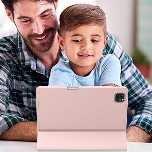 iPad Pro 11 Inch Case (M5) 2025/ (M4) 2024 (Model: A2836/A2837/A3006), Trifold Stand Smart Cover with Pencil Holder and Soft TPU Back, Auto Wake/Sleep (Rose Pink) - color: Rose Pink